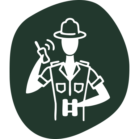 Symbol einer Person mit Hut und Funkgerät.