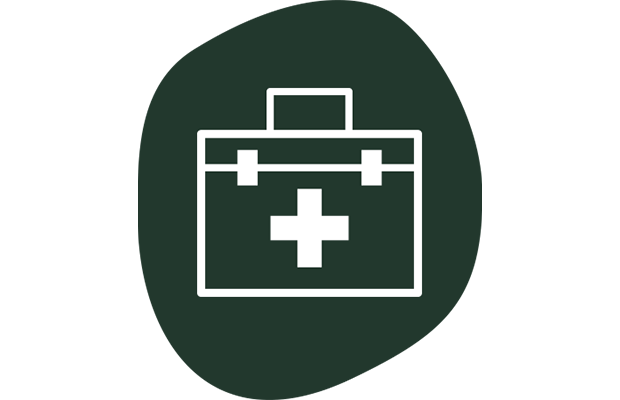 Symbol eines Erste-Hilfe-Kastens mit Kreuz.