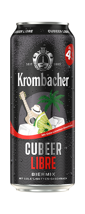 Schwarz-rote Getränkedose Krombacher Cubeer Libre Biermix.