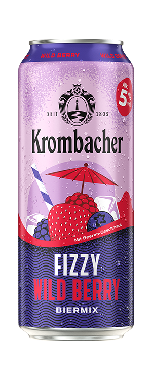 Rosa-violette Getränkedose Krombacher Fizzy Wild Berry Biermix.