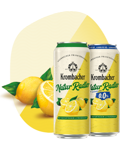 Abbildung 0,5l Dosen Krombacher Naturradler und Naturradler o,0%.