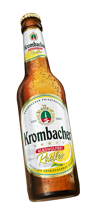 Krombacher Radler Alkoholfrei in der Glasflasche.