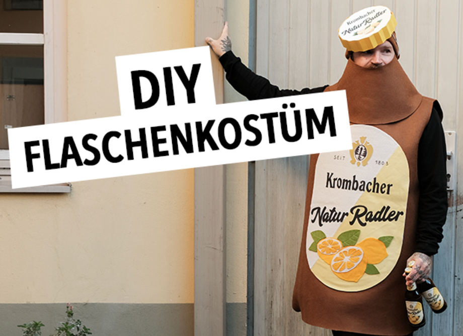 Krombacher NaturRadler Kostüm mit Text: DIY Flaschenkostüm.
