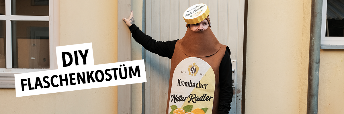 Krombacher NaturRadler Kostüm mit Text: DIY Flaschenkostüm.