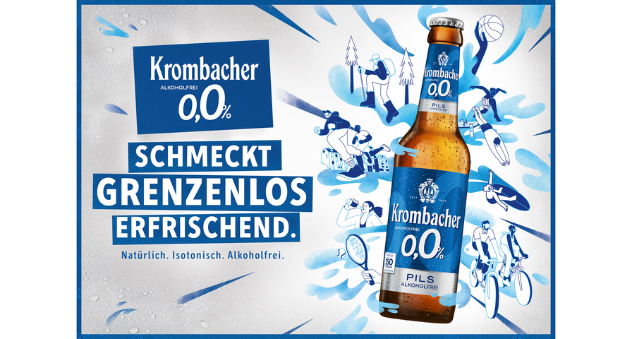 „Grenzenlos erfrischend“: Krombacher o,0% mit neuem Verpackungsdesign ...