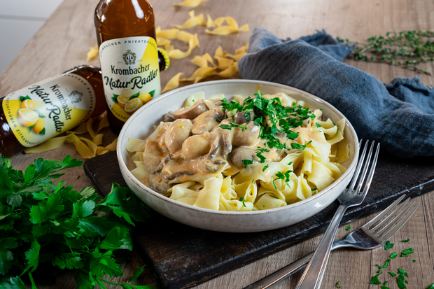 Die fertigen Mushrooms a la Stroganoff.