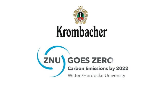 Krombacher Logo und ZNU Logo.