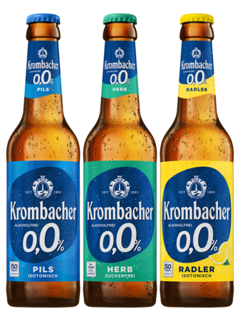 0,33l Flaschen von Krombacher o,0% Pils , Herb & Radler