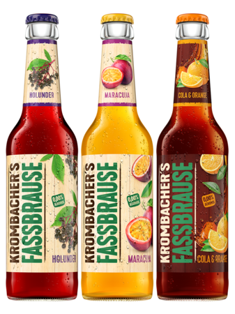 Krombacher's Fassbrause 0,33l Flaschen von Holunder, Maracuja, Cola & Orange