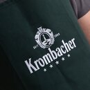 Grüne Grillschürze mit weißem Krombacher-Logo und Schriftzug
