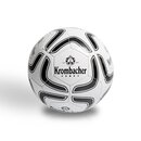 Weißer Fußball mit schwarzem Muster und Krombacher-Logo mit Schriftzug 'Seit 1803'.