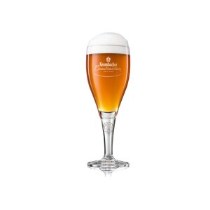 Schlankes Kelchglas mit Stiel und Logo-Schriftzug 'Krombacher Brautradition seit 1803'.