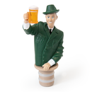 Flaschenverschluss in Form eines Försters mit grünem Hut und Jacke, der ein Bierglas mit 'Krombacher' Schriftzug hält.