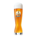 Hohes Krombacher Weizenglas Alkoholfrei mit Logo, in geschwungener Form.