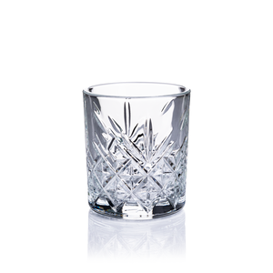 Kristallglas mit facettiertem Schliff, geeignet für Spirituosen.